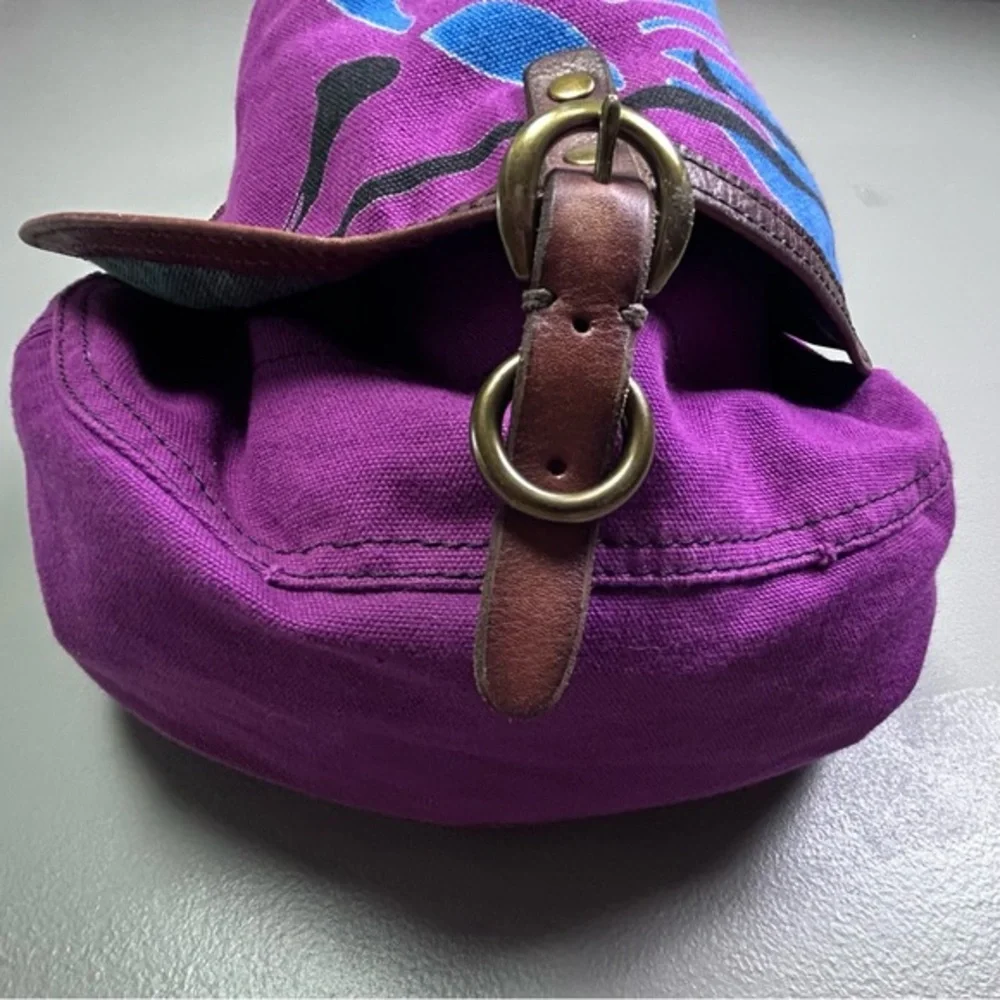 Y2K Lucky Brand messenger satchel bag‎ vtg Purple Hawaiian colorful western